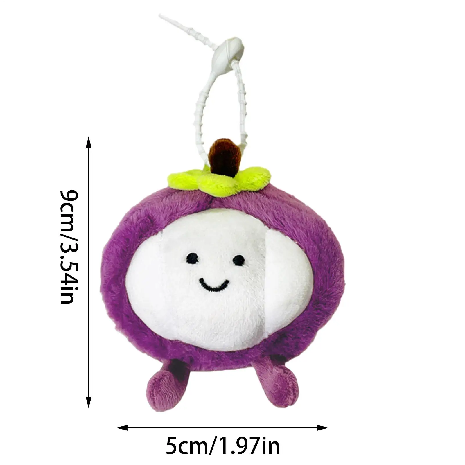 Lindo bolso de peluche de mangostán, colgante de fruta de peluche suave para mochila, bolso, llavero, decoración Kawaii divertida para niños, adultos, escuela