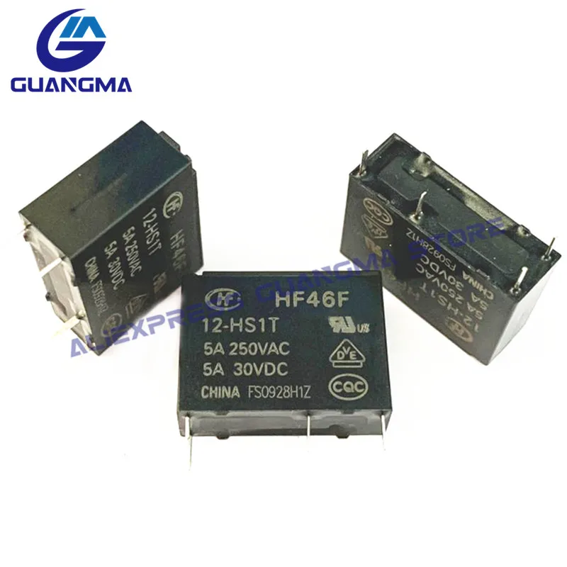 10PCS HF46F -G- 5/12/24 -HS1 -HS1T 7A 5A 4Pin 250VAC 30VDC DC5V 12V 24V relays HF46F-12-HS1 HF46F-G-5-HS1 HF46F-12-HS1T HF46F-G