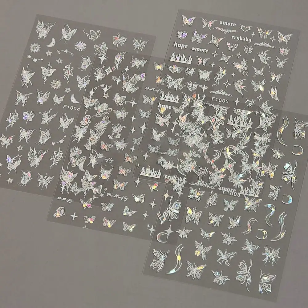 Adesivi per unghie laser a lunga durata Cursore adesivo brillante glitter Decorazione per nail art Y2K Decorazione per nail art Decalcomania per nail art