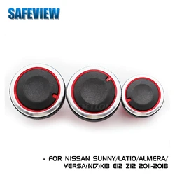 3pcs/set Air Conditioning Button Heat Control Switch Knob AC Knob For Nissan New Sunny March Latio Almera Versa N17 K13