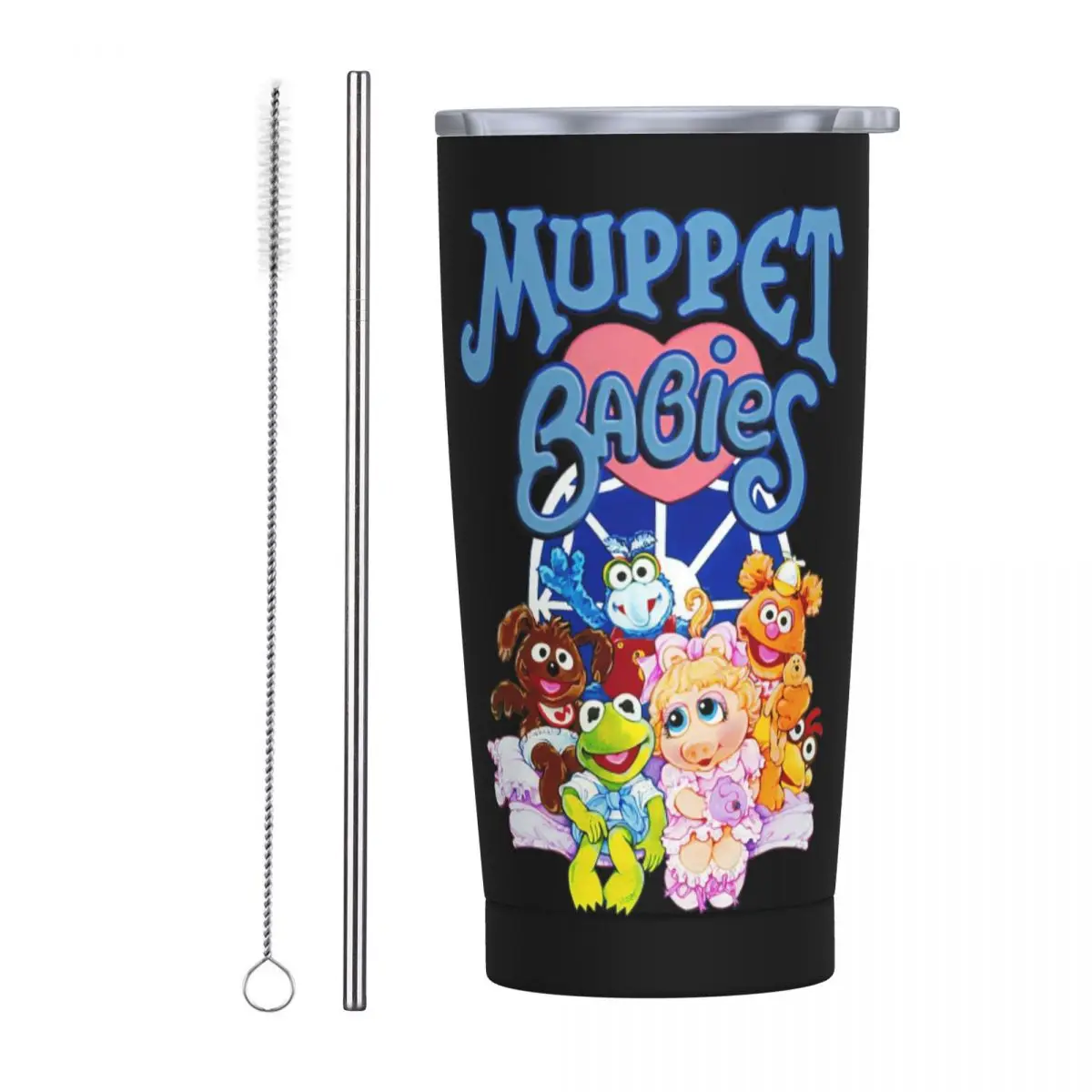 

Muppet Babies Stainless Steel Tumbler Vacuum Insulated Mug Thermal Cold Cups Straw With Lid 20oz