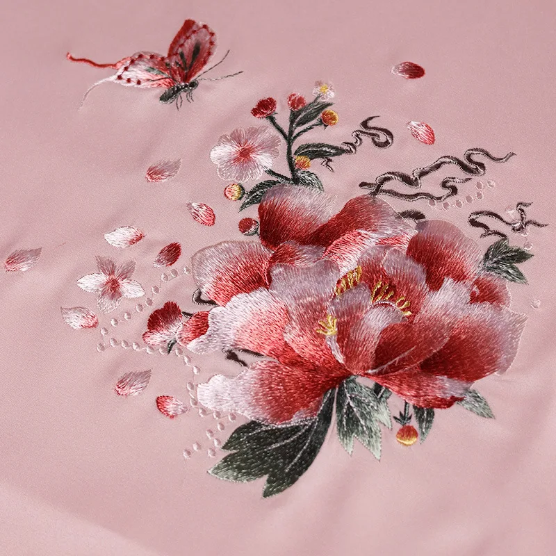 Chinese Traditional Lucky Clothes Pink Bige Dudou Top & Short 2PCS Pajama Set Silk Undergarment Butterfly Love Flower Embroidery