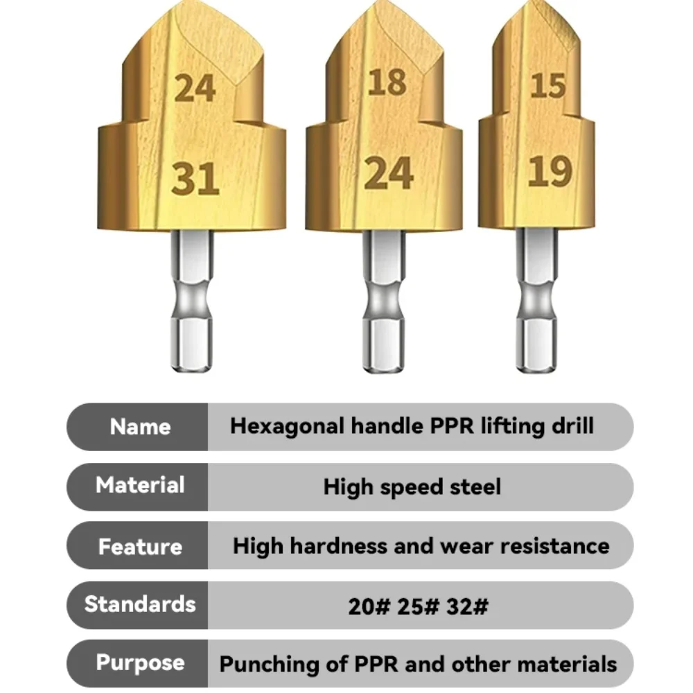 Imagem -05 - Ppr Levantamento Broca Ajustada Haste Sextavada Abridor de Furos Brocas do Núcleo para a Tubulação de Água Alarme Novo pc Pcs Pcs 20 mm 25 mm 32 mm