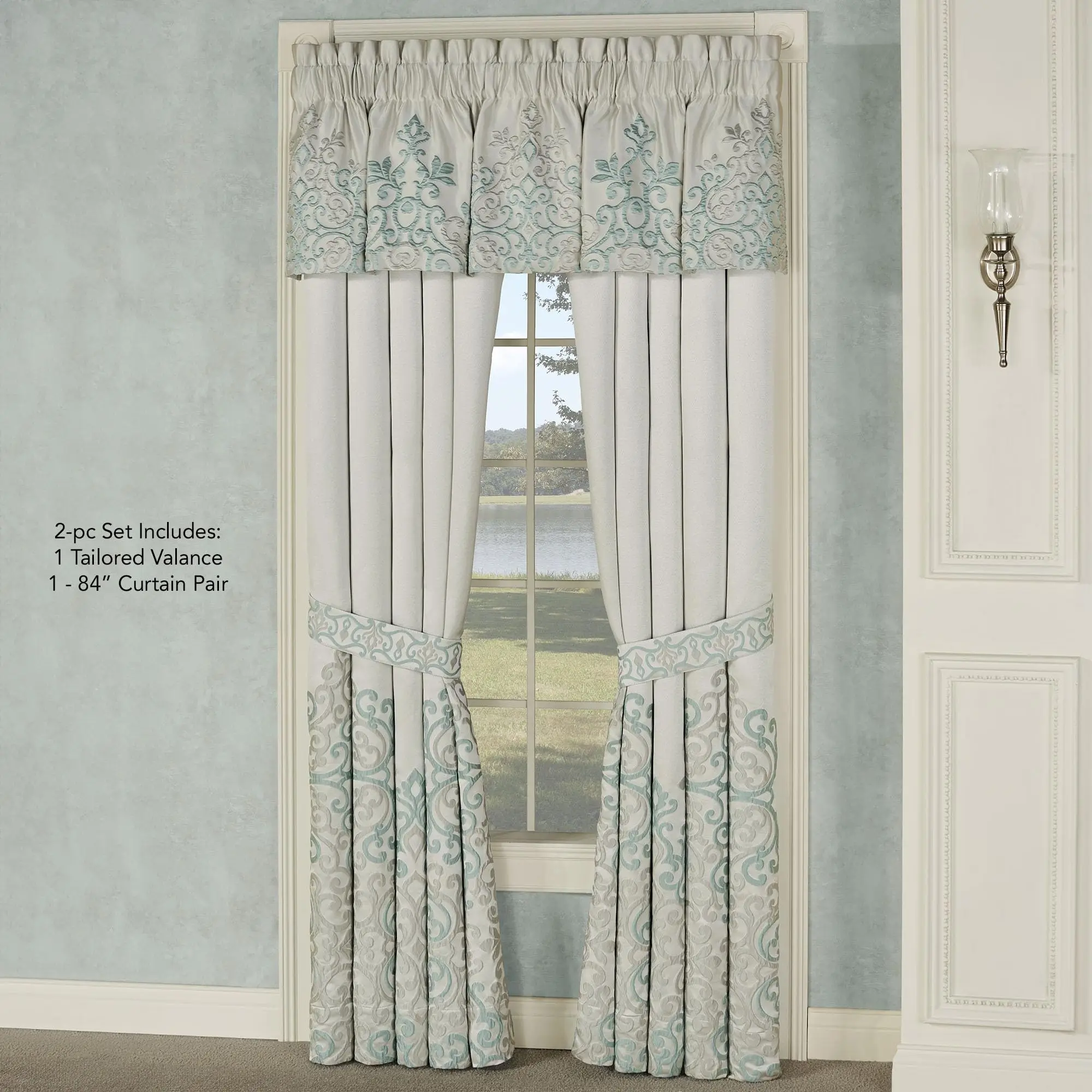 Luxurious Avalon Lined Window Tailored Valance & Curtains Set