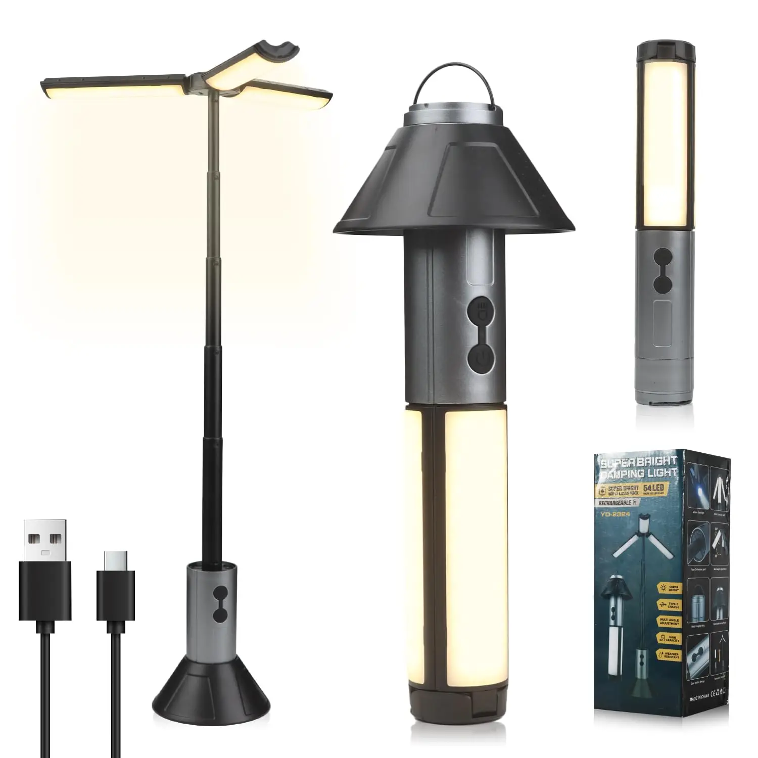 

Rechargeable Telescopic Camping Lantern Flashlight Portable Multi-functional Outdoor Camping Zoom Lamp With Stand Base