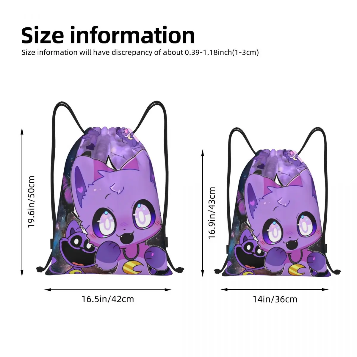 Kawaii Smiling Critters Drawstring Backpack Sports Gym Sackpack Cartoon Game String Bag for Running