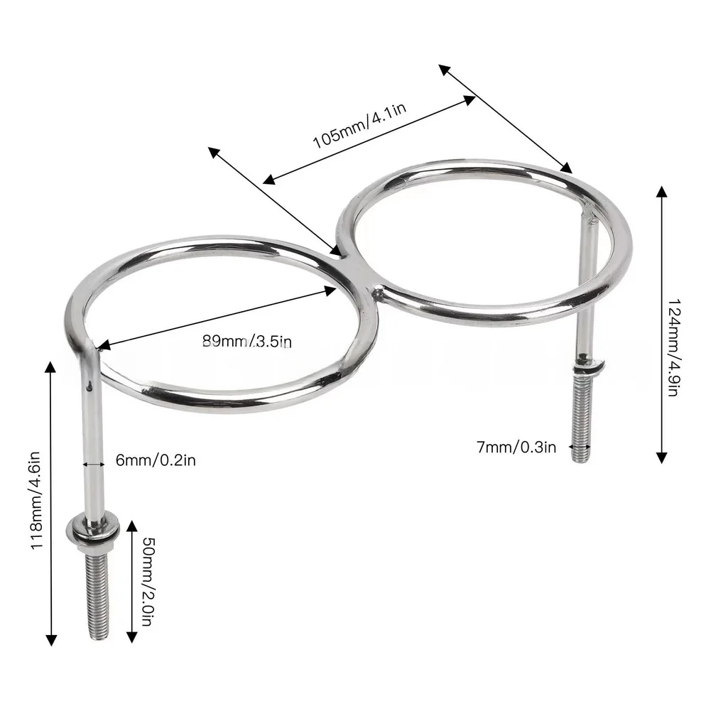 For RV Boat Yacht Compatible Double Ring Cup Stand Constructed from 316 Stainless Steel for Outdoor Beverage Storage