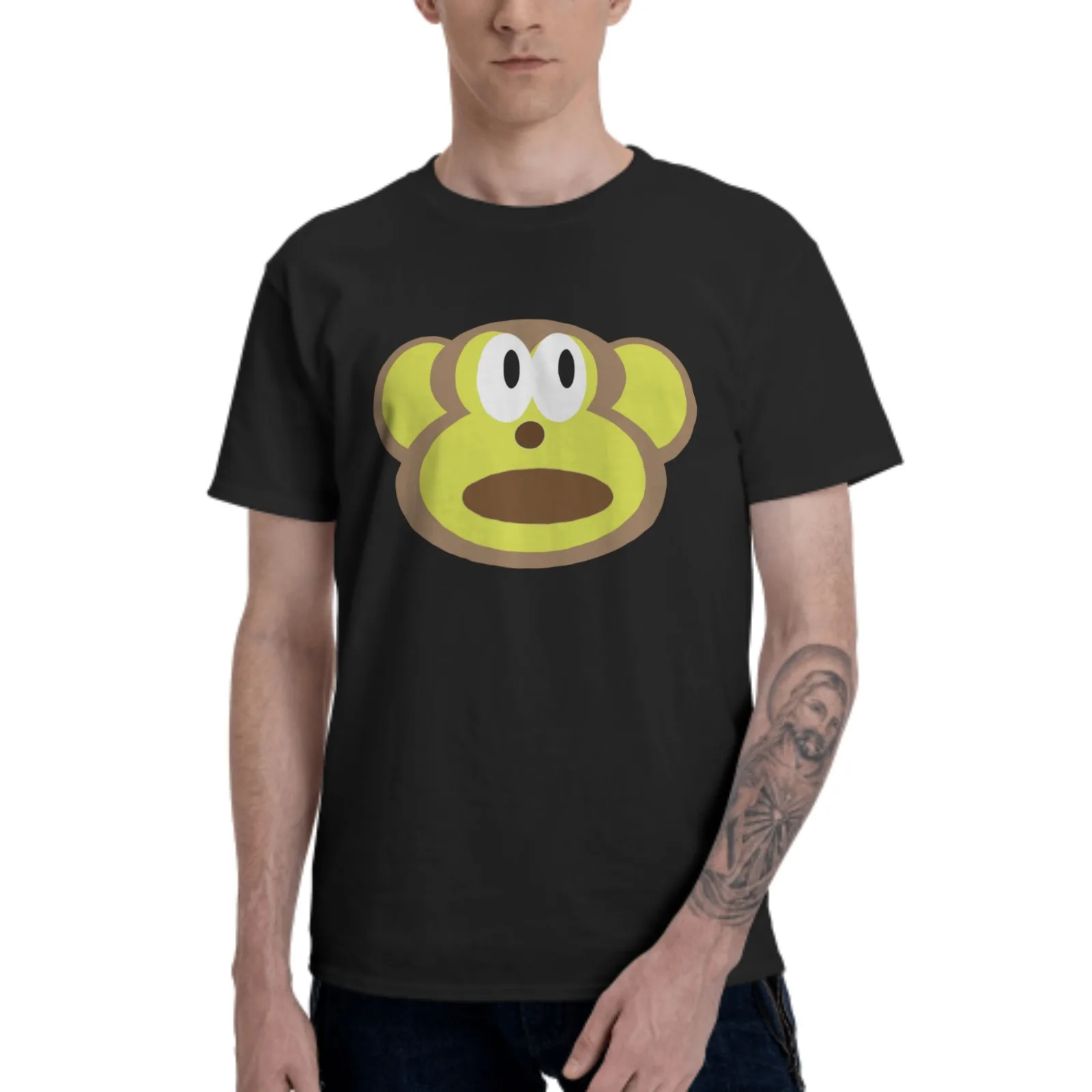 

Monkey Two colors of men's T-shirt- Short Sleeve Crew Neck Soft Fitted Tees S - 6XL Fresh Classic Basic Tshirts