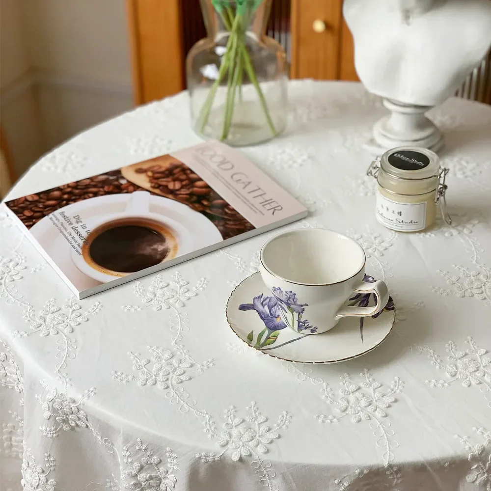 French Style Romantic Table Cloth, White Tablecloth, Wedding Decoration, Table Cover, Dining Table Set, Decorative Aesthetic