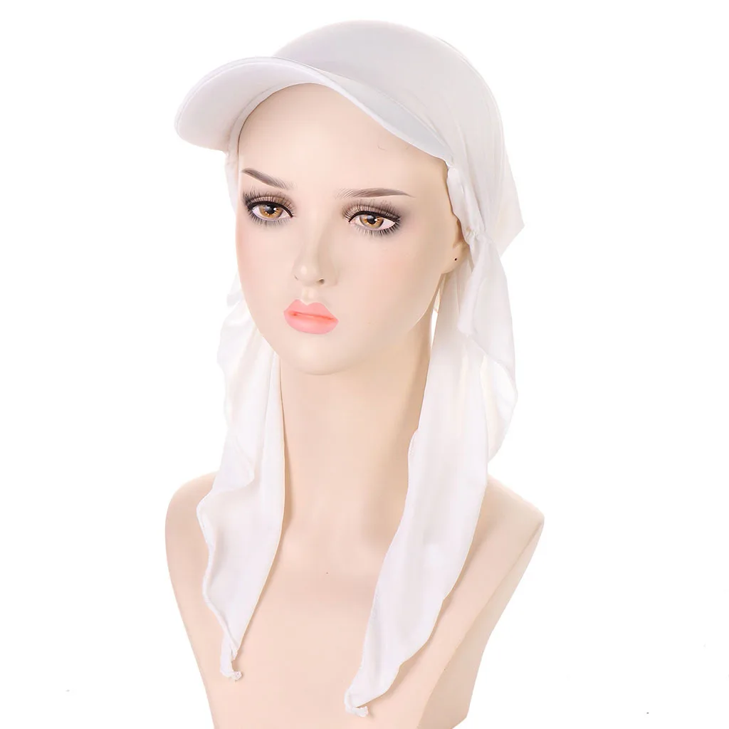 Women Turban Hat Wide Brim Sunshade Hats Female Outdoor Turban Caps Scarf Soft Hijab Caps Headscarf Turbante Mujer