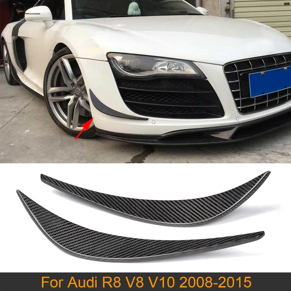 Carbon Fiber Front Bumper Fins Splitters For Audi R8 V8 V10 2008 - 2015 Car Front Bumper Canards Fins Splitters Stick On