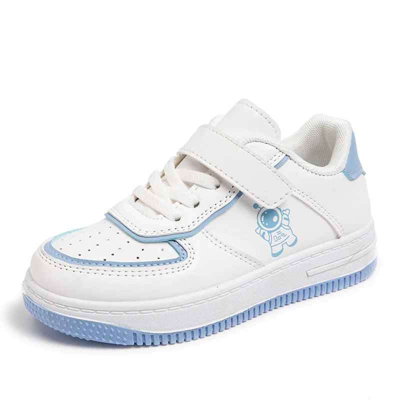 Children Sneakers for Girls Students White Board Shoes 3-14 Years Kids Hook Loop Casual Sports Running Shoes Teenagers Wear