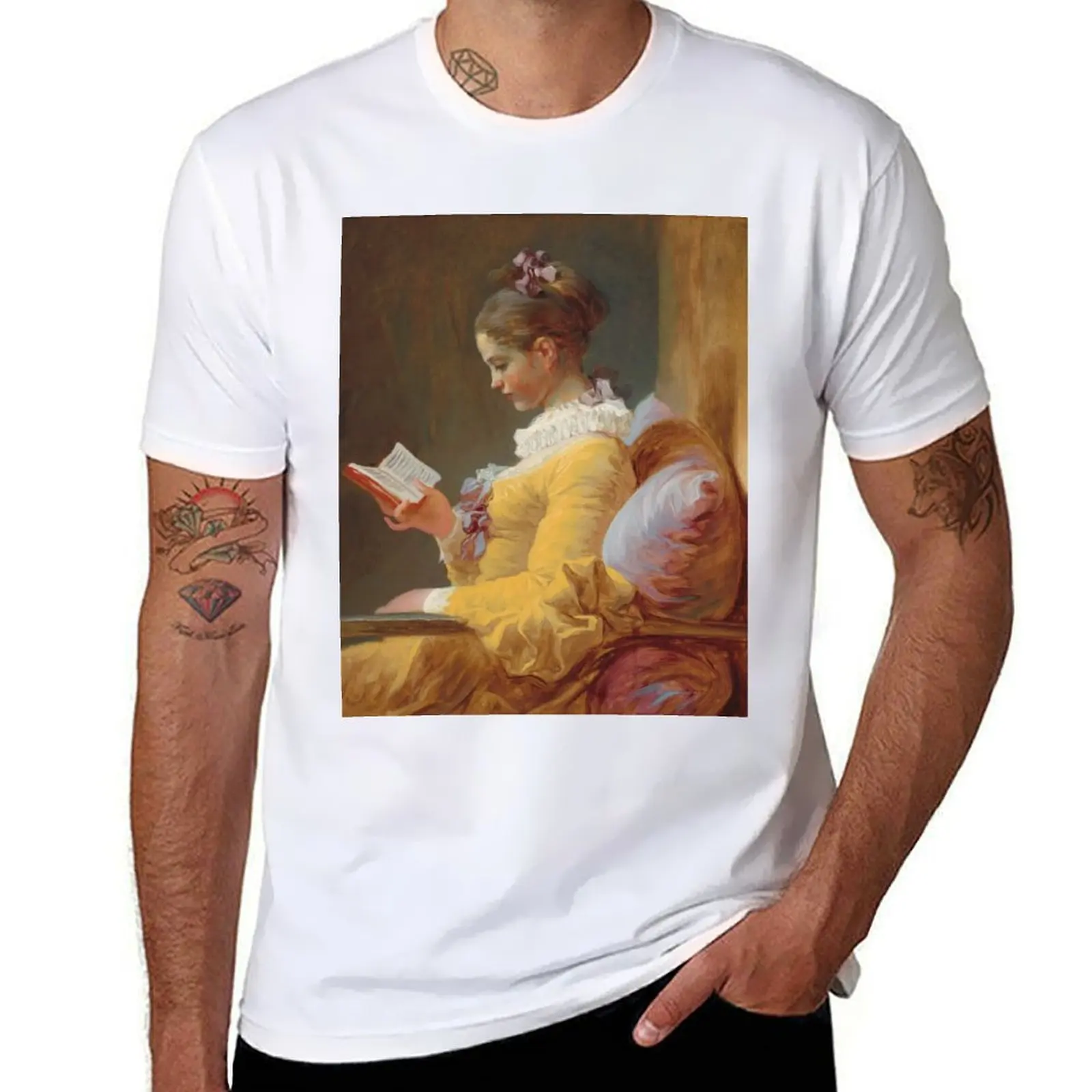 

T-Shirt man Young Reading shirts t cotton shirts designer Girl - A 100% Fragonard t Jean-Honoré