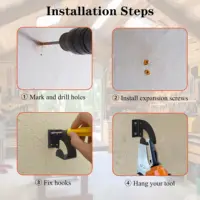 1/2 supports à outils, support mural pour tronçonneuse, support robuste pour tronçonneuse, organisateur mural, support métallique pour le rangement des outils, pour l'atelier, le garage, l'utilisation au jardin. 6