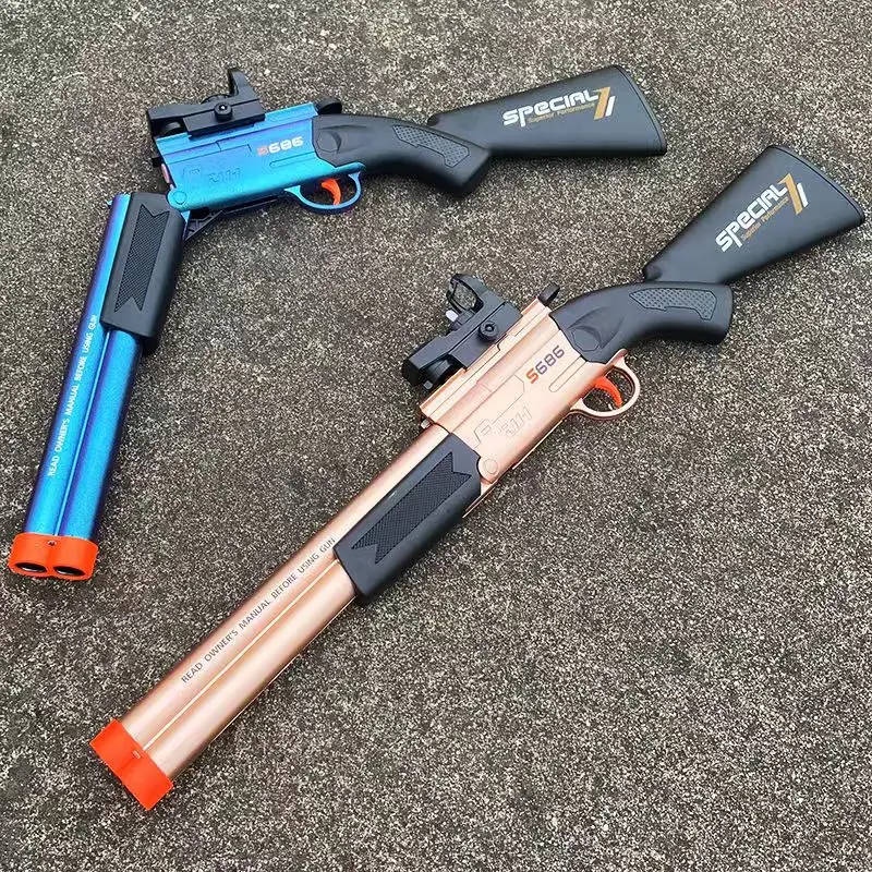 Arma de brinquedo de cano duplo s686 rifle airsoft lançador balas macias duplas jogo de esportes ao ar livre pistola tiro arma para crianças presente