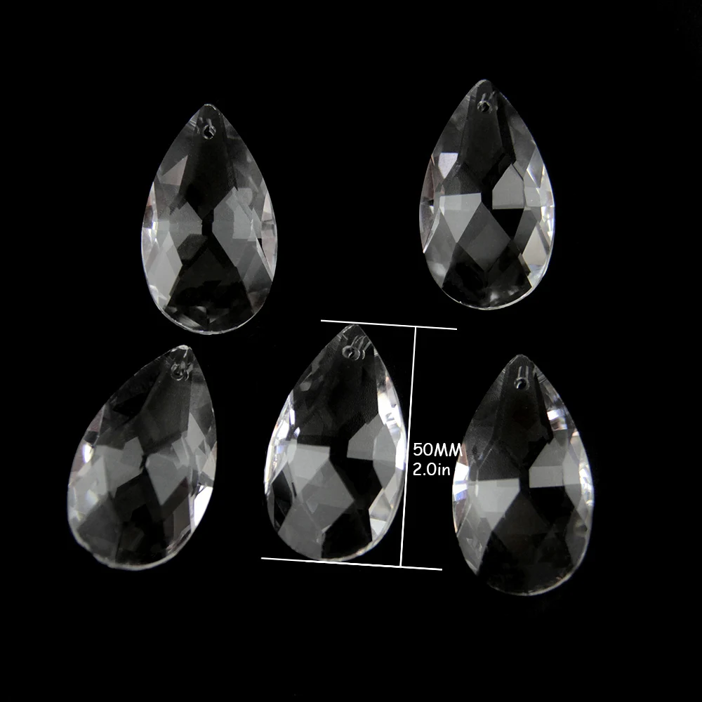 38-76mm Clear Crystal Glass Mesh Shape Tear Drop Chandelier Lighting Parts Suncatcher Pendant Prism for Home Wedding Decoration