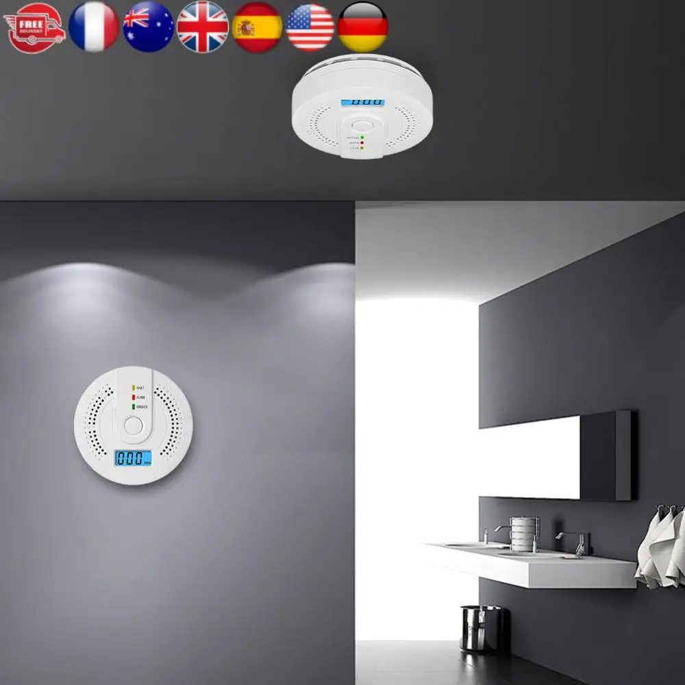 Allarme CO digitale Avviso sonoro Rilevatore di allarme per monitor gas CO alimentato a batteria con indicatore LED Sensore CO per magazzino domestico