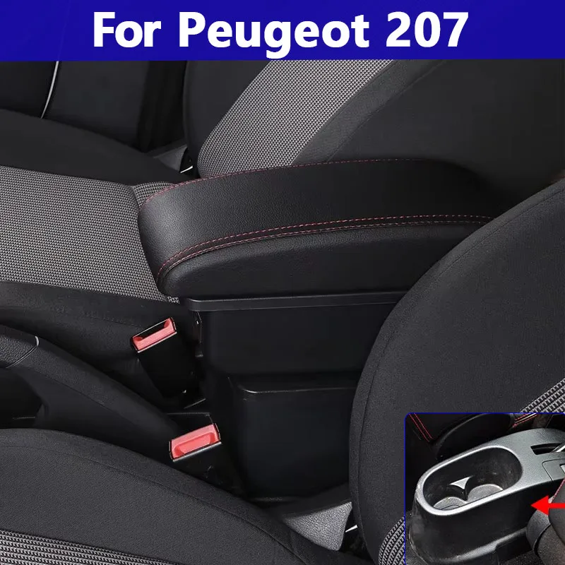 

Для Peugeot 207 подлокотник Peugeot 207CC интерьерный центральный ящик для хранения подлокотник из искусственной кожи с USB автомобильными аксессуарами