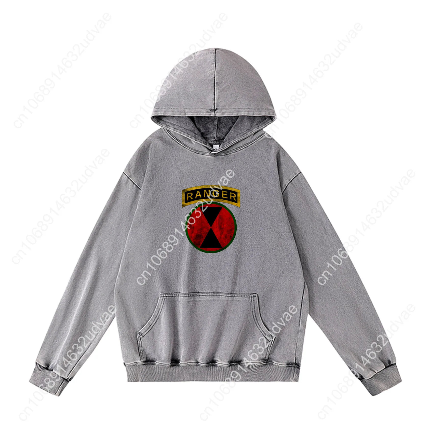 Parche de la 7.a División de Infantería con sudaderas con capucha Ranger Tab, Sudadera con capucha Retro para hombre, mujer, adolescente, jersey con bolsillo, Tops personalizados