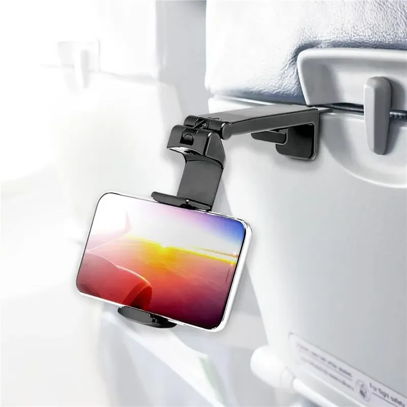 Portable Seat Back Phone Holder–Foldable 360° Rotating Mount for Airplane, Train, Bus Travel, Desk Stand for Mobile Video&Calls