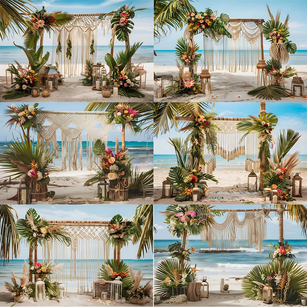 

Summer Beach Photography Background Hawaii Tropical Palm Tree Party Decoration Supplies Boy Girl Portrait Backdrops Studio Props