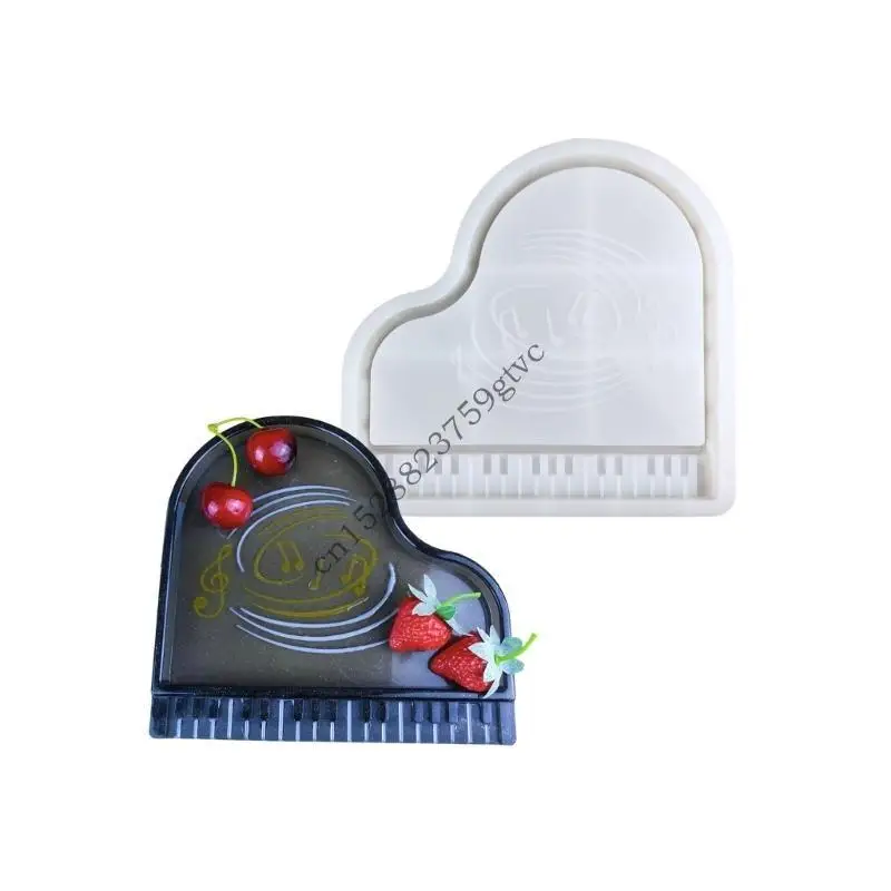 

D0UF Epoxy Tray Silicone Mold Piano Shaped Mould Jewelry Crafting Supplies