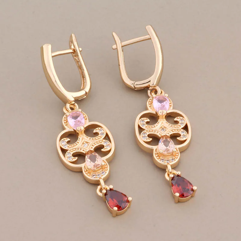 New Arrival Luxury Quality Vintage Jewelry Natural Zircon Elegant Earrings For Women Gold Color Dangle Earrings Daily Jewelry image 5
