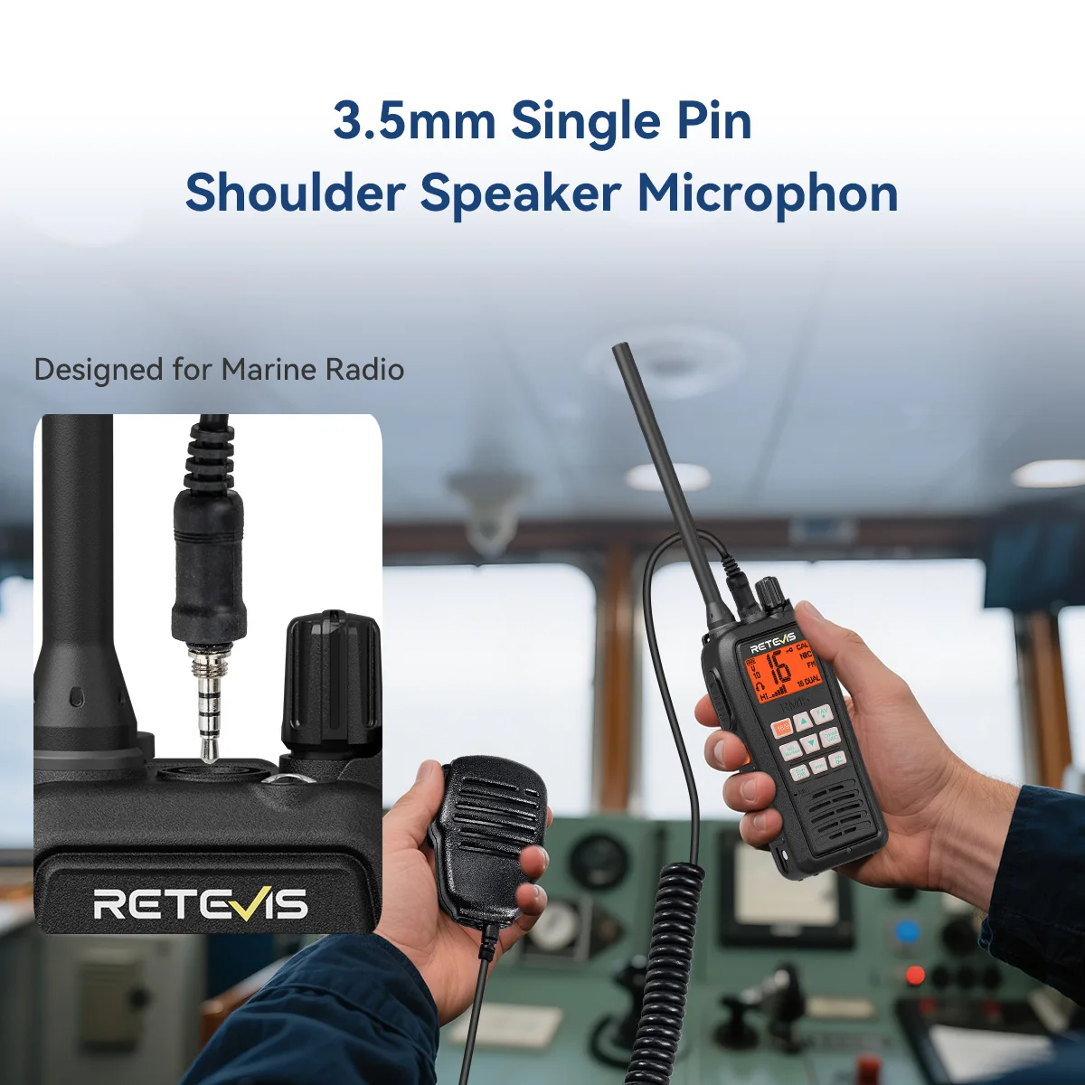 Retevis RM15 IP68-wasserdichtes schwimmfähiges Marinefunkgerät, tragbarer Funktransceiver mit großer Reichweite als Walkie-Talkie für Boots- und Kajakfahrten – Detail 12