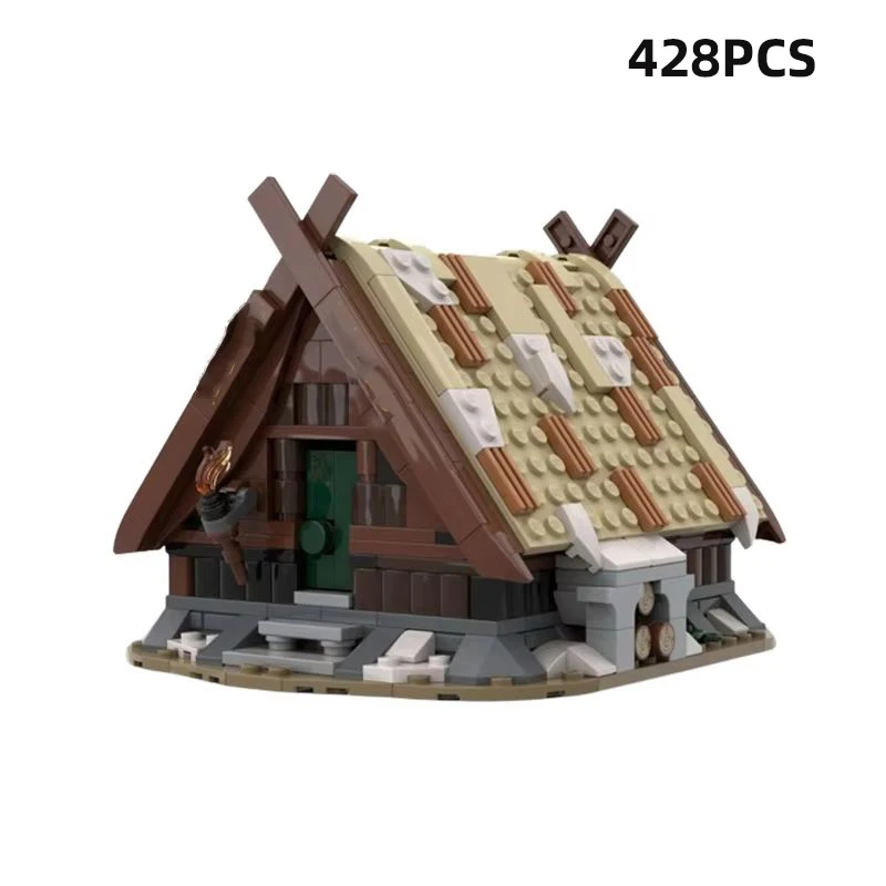 MOC Building Block Winter Vikined Village The Medieval Times Street Vie DIY Assembled Model Christmas Series Toy Holiday