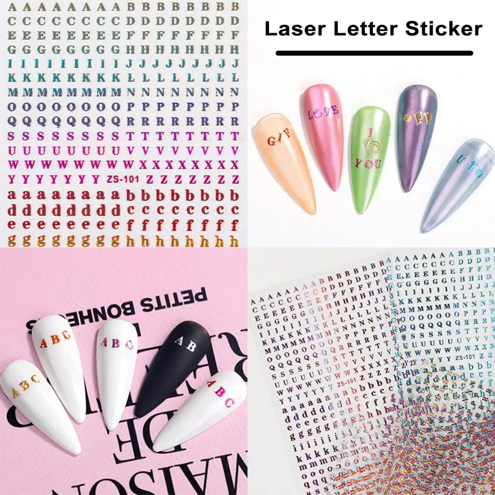 Nail Art 26 English Alphabet Nail Art Stickers Diy Manicure Adhesive Decals with Great Stickiness Anti-slip Nail Art Accessories