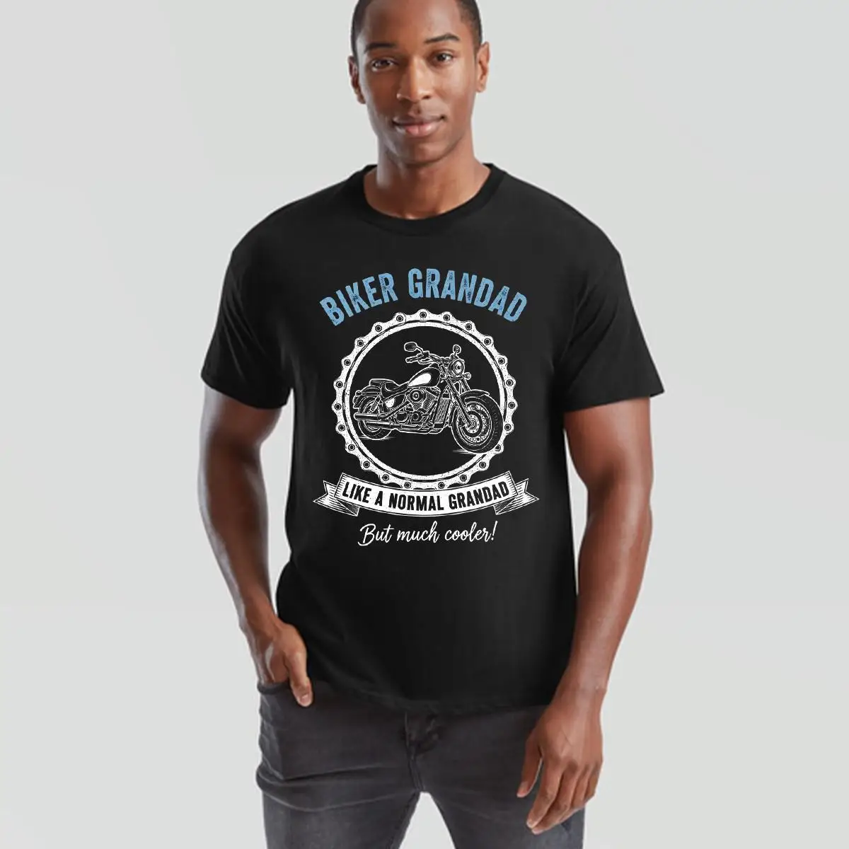 Biker Grandad Like A Normal Grandad Graphic Tee Mens Womens Unisex T-Shirt Grandfather Family Motorcycle Hobby Gift