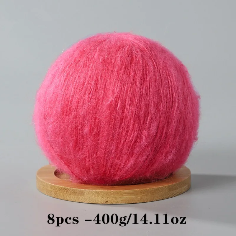 8 Stück 400 g Mohair-Garn zum Häkeln und Stricken, DIY-Haustierspielzeug, DIY-Handwerk, weich, bequem, hautfreundlich, Frühling und Sommer