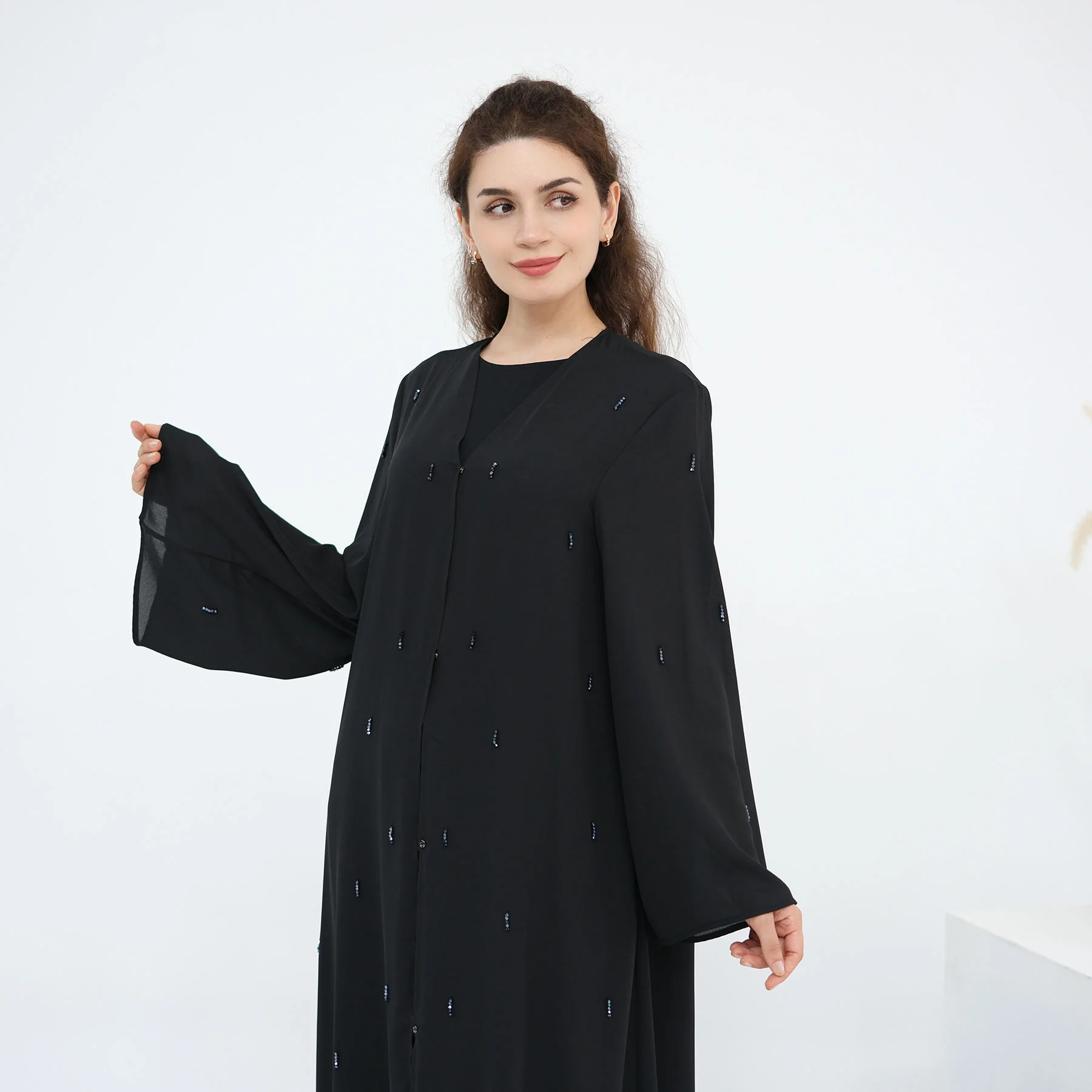 Nuovo Kimono In Rilievo Aperto Abaya Dubai Turchia Caftano Donne Musulmane Abito Modesto Eid Ramadan Islam Jalabiya Kebaya Caftano Femme Robe