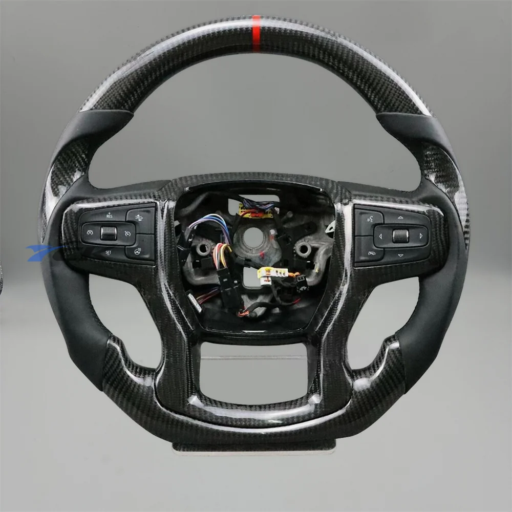 

For Chevrolet Silverado 1500 with heating 2019 2020 2021 2022 2023 2024 Customized Carbon Fiber Black Leather Steering Wheel