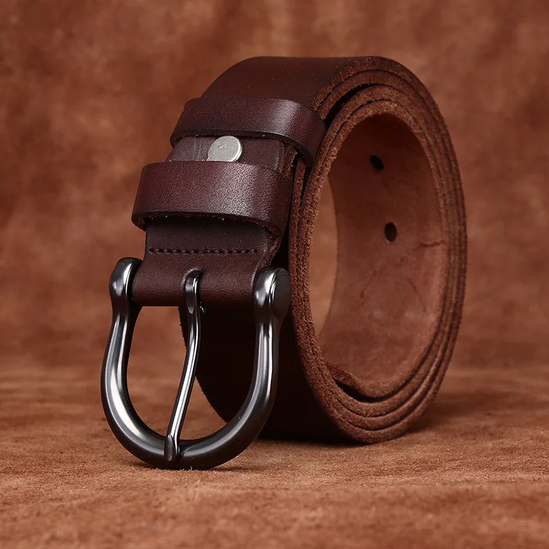 

3.8CM wide top layer cowhide genuine leather retro casual belt men's pin buckle belt