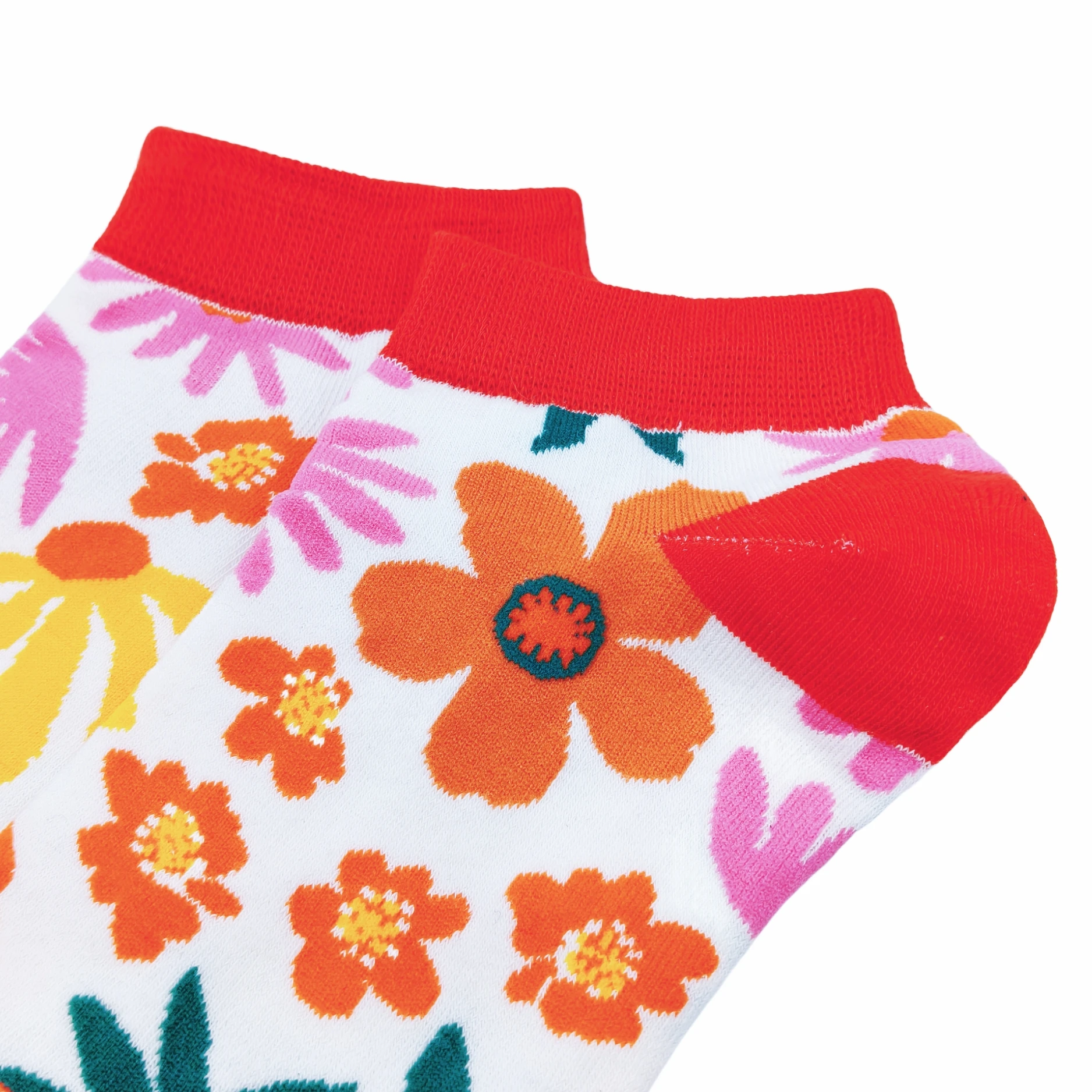 Одна пара носков-лодочек с цветочным принтом