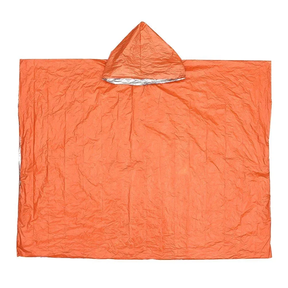 Rainwear Raincoat 130x100cm Cold Cycling Double Sided Exploration For Camping Insulation Poncho Orange & Silve