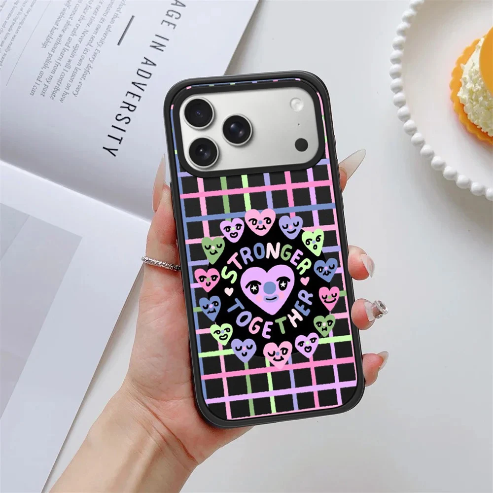 

Colored Checkered Heart Face Frosted Phone Cover for IPhone 14 15 16 17 Pro Max Case for IPhone 17Pro