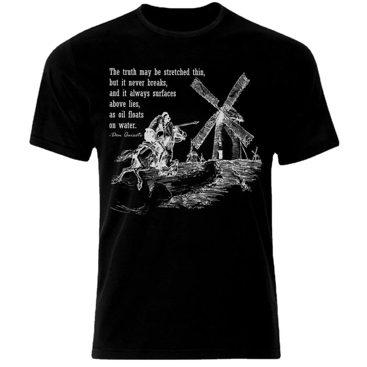 Don Quixote Sancho Panza Quotes Picasso Miguel de Cervantes T-Shirt. Summer Cotton Short Sleeve O-Neck Mens T Shirt New S-3XL