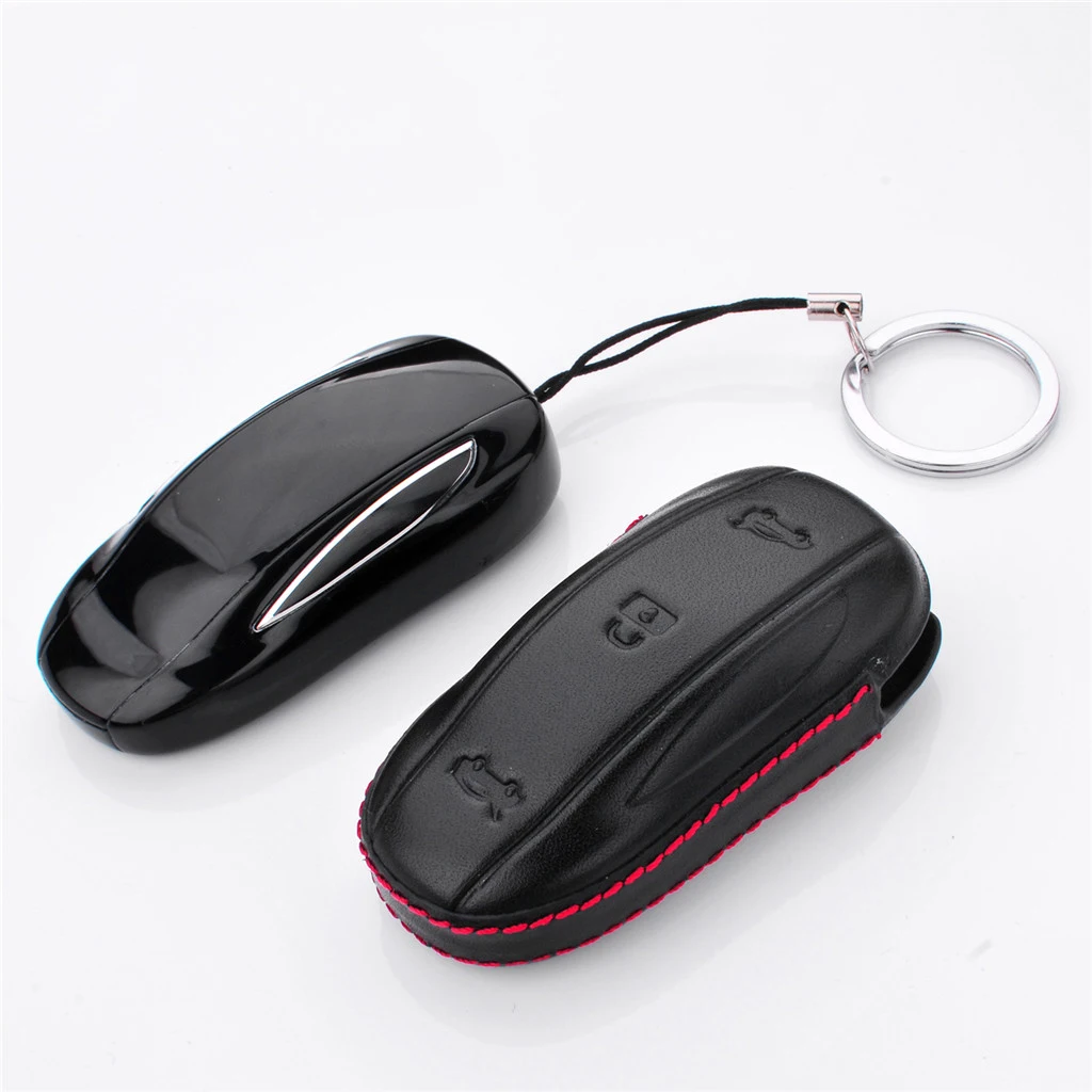 Voiture en Cuir Smart Remote Key Fob Case Holder Cover Key Protectior pour Tesla Model X / S