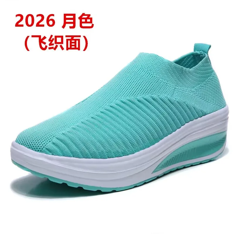 2023 Thicken-soled Raised Cut-out Mesh Women Casual Shoes Fashion Breathable Walking Mesh Flat Sneakers Vulcanized Sneaker Shoes