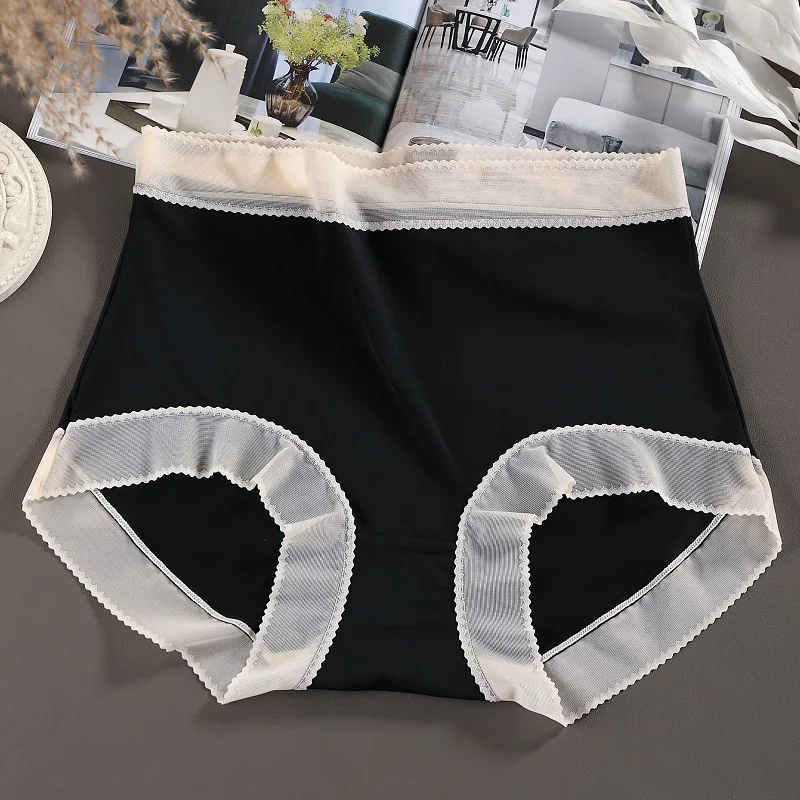 Eisseidenhöschen für Frauen, sexy transparente Slips, nahtlos, atmungsaktiv, hoch sitzende Unterhose, bequem, weiche Unterwäsche für Damen, XL-3XL