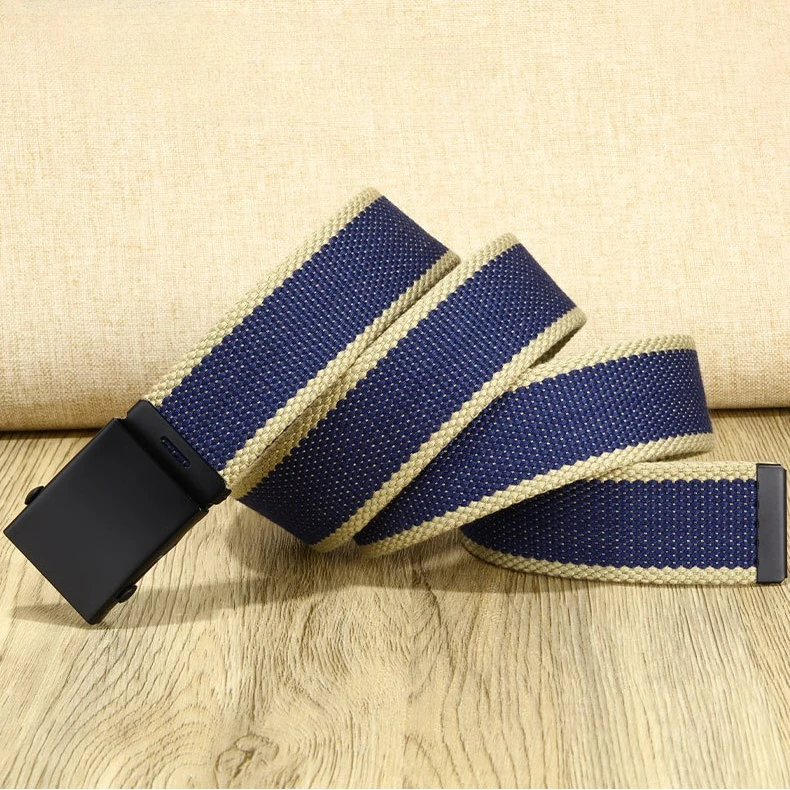 Ceinture classique en toile rayée pour hommes et femmes, universelle, décontractée, polyvalente, accessoires de Sports de plein air, ceinture d'étudiant à la mode