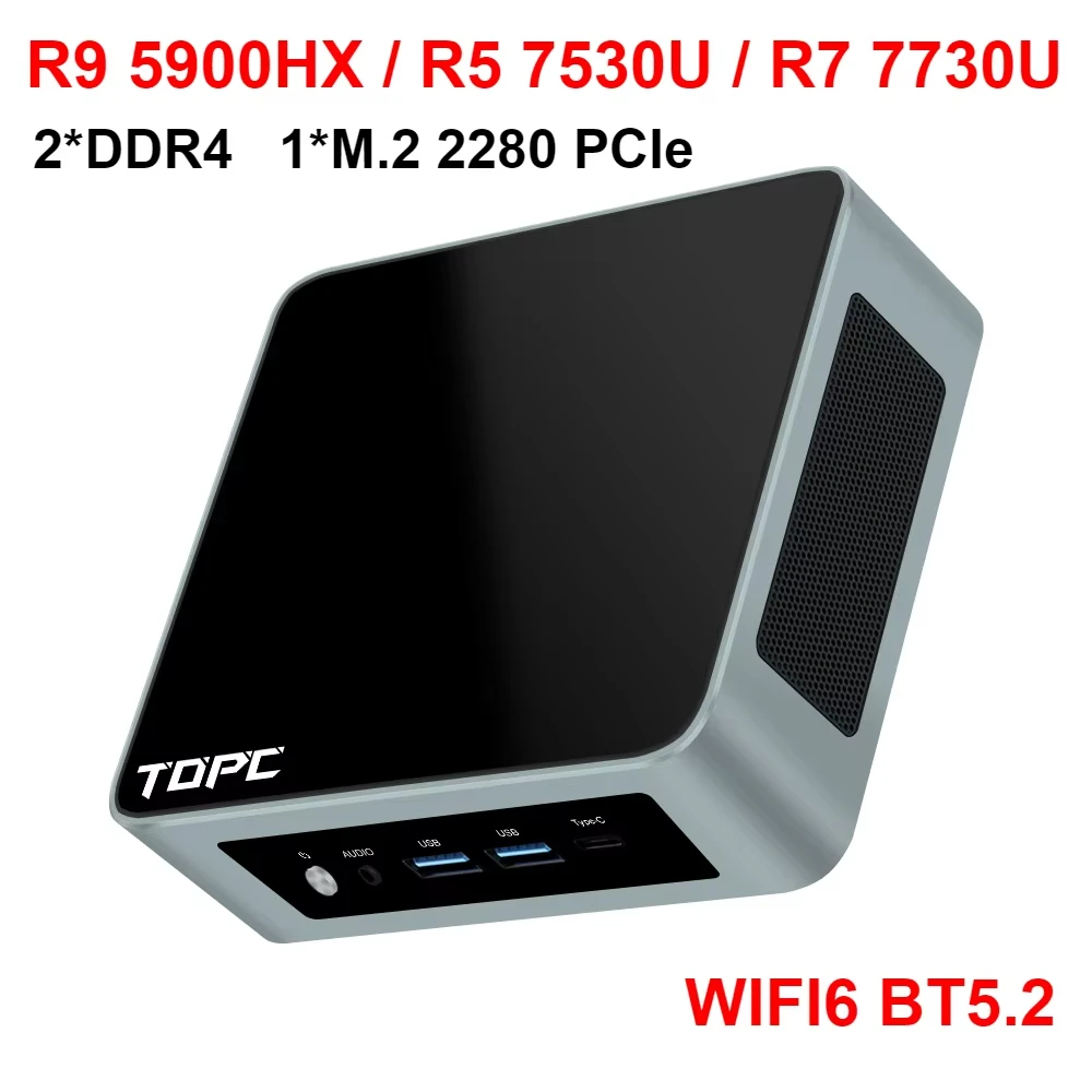 SZBOX TOPC T59U T753/T773 5900HX 7530U 7730U Mini PC Windows 11 Pro DDR4 Dual Channel M.2 NVMe SSD Wifi6 BT5.2 Desktop Computer