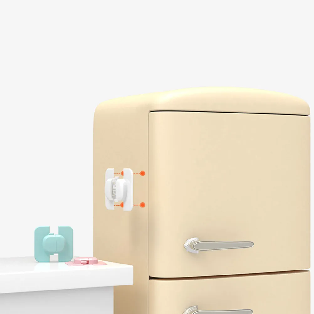 

3 pcs Safety Locks Kit White Self-Adhesive Child Proof Cabinet Drawer Locks For Baby Guard Protection Multipurpose Furniture