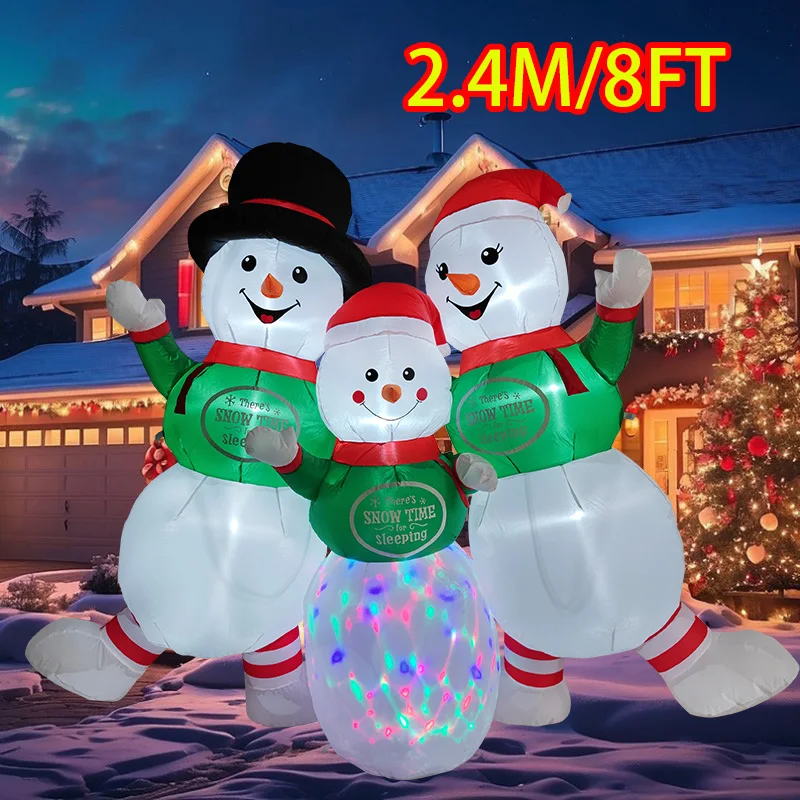 

Inflatable Toys 2.4M/8FT Christmas Decorations Snowman Time Built-in LED Lights Model Ornaments Xmas Party Holiday Decor Props