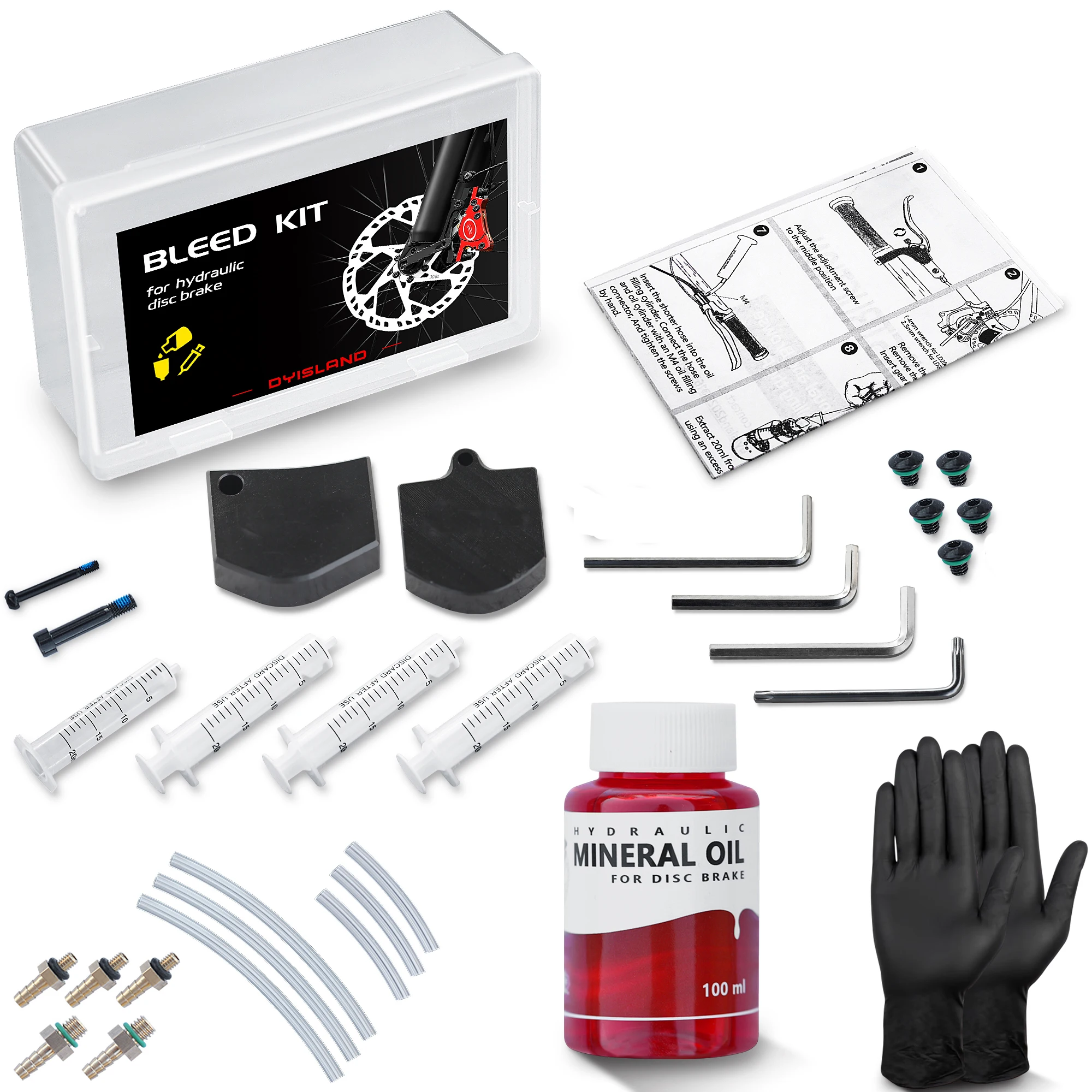 DYISLAND Bike Brake Bleed Kit，Bicycle Mineral Oil and Operating Tool for Dyisland Ebike Electric Scooter hydraulic brake Brake