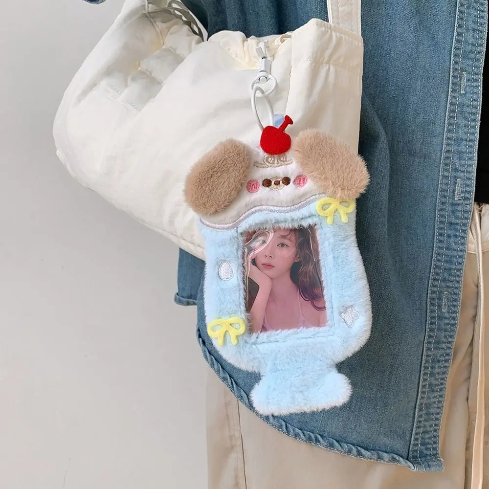 Fluffy Cartoon Animal Photocard Holder Dog Korean Style Bus Card Holder ID Card Cover Cat Plush Idol Photocard Holder Lady