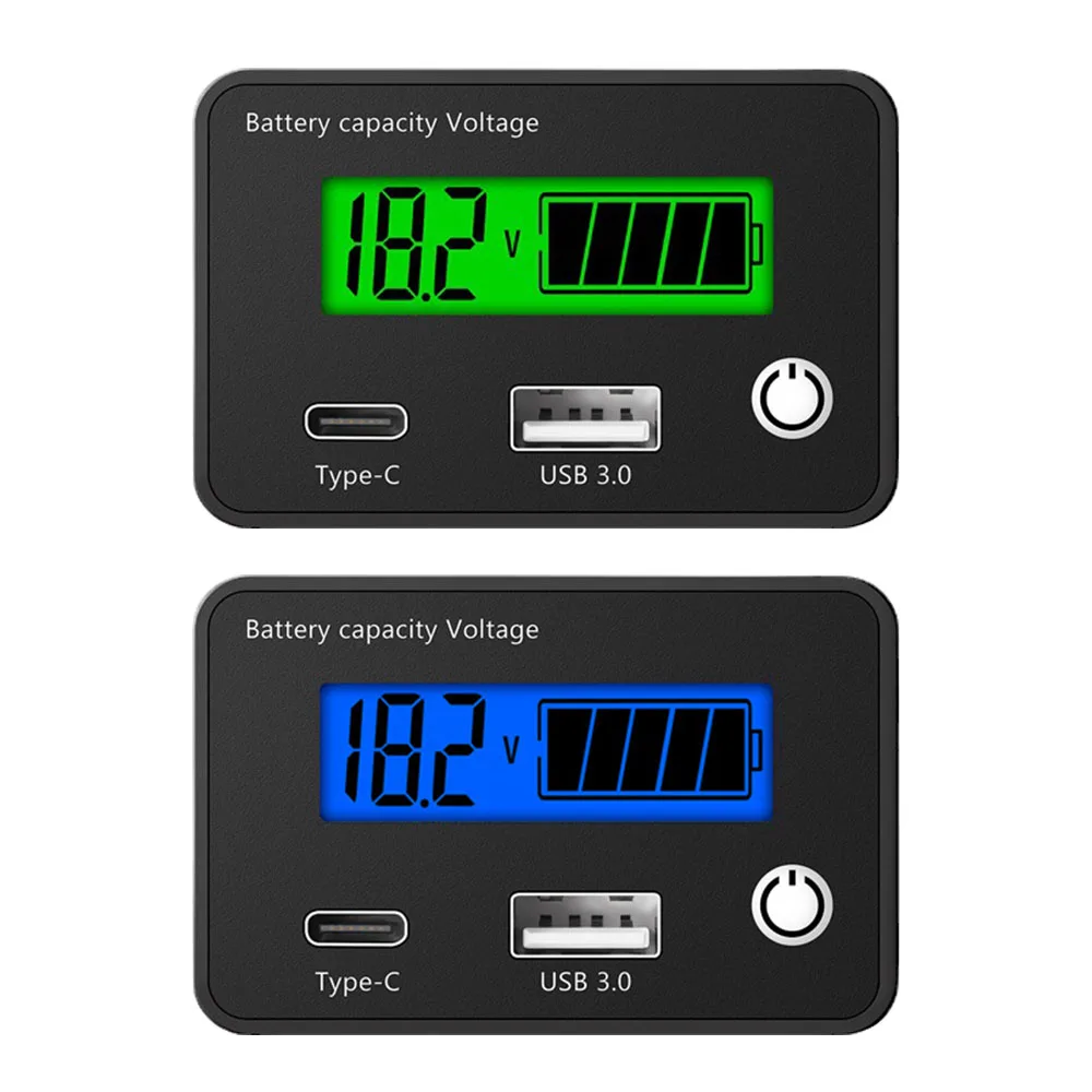 12V/24V LCD Digital for Lead-acid Lithium LiFe PO4 Universal Electricity Voltage Meter Battery Capacity Indicator