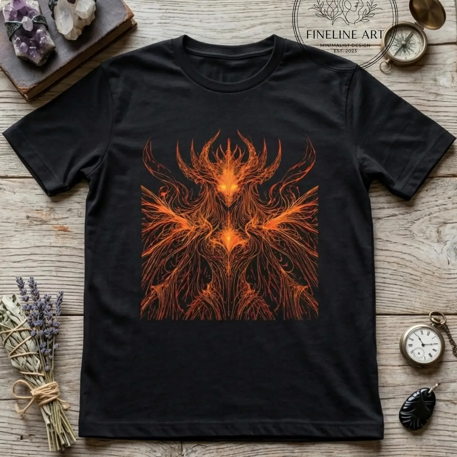 Dark Phoenix T Shirt Fiery Fantasy Art Gothic Streetwear  vintage Washed Unisex designer clothes Stretched Comfortable homme